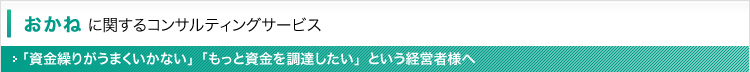 おかねに関するコンサルティングサービス〜「資金繰りがうまくいかない」「もっと資金を調達したい」という経営者様へ